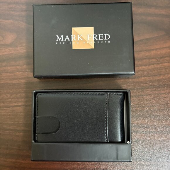 Mark Fred Black Leather Wallet New In Box - Picture 1 of 3